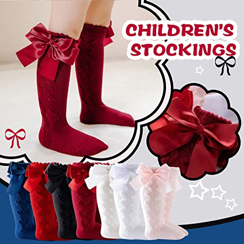 Baby Girl Solid Knee-High Socks 3M-5T Toddler Girl Mid-Calf Length Princess Sock Fashion Warmer Bow Stockings2