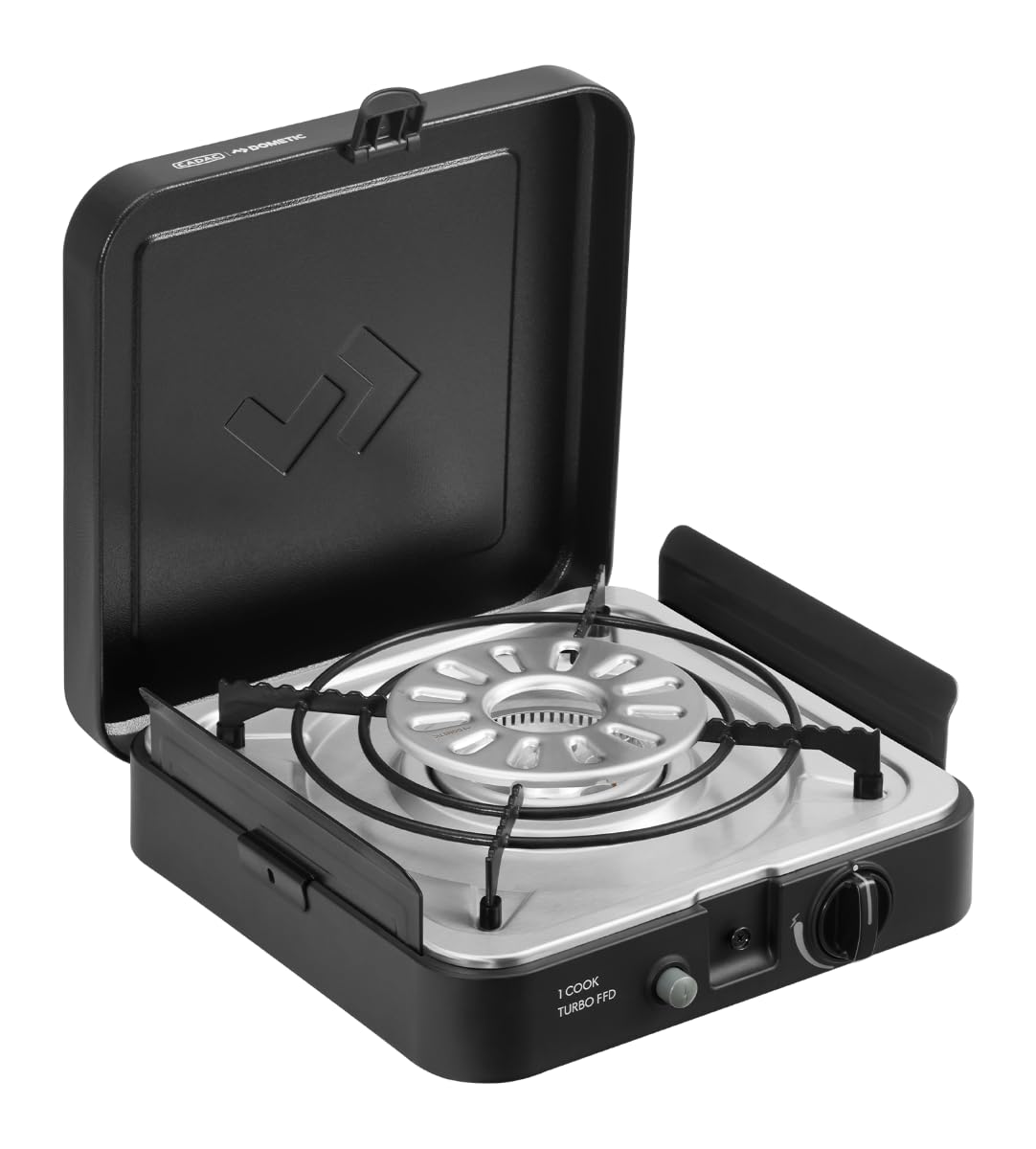 CADAC - 1 placa plana Cook Turbo FFD - 50 mBar - Barbacoa - Parrillas portátiles | Superficie de cocción de acero inoxidable, incluye funda protectora, camping, barbacoa imprescindible