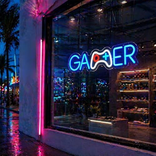 Image of Gamer Neon Sign for Wall Decor Light Up Sign Led Signs for Game Room Party Home Wall Decor USB Powered