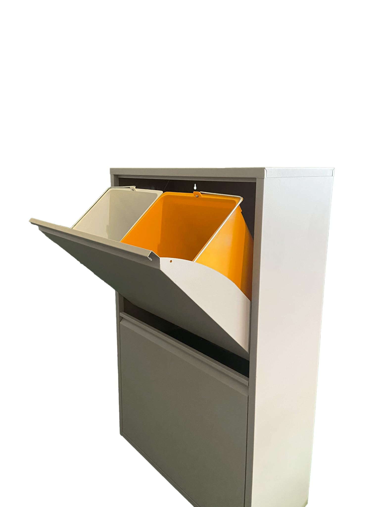 Pattumiera Raccolta Differenziata 2 Scomparti Tortora, 4 Secchi x 16L (64L) | Contenitore Spazzatura Differenziata, Bidone Rifiuti in Metallo, Già Montata, Interni/Esterni