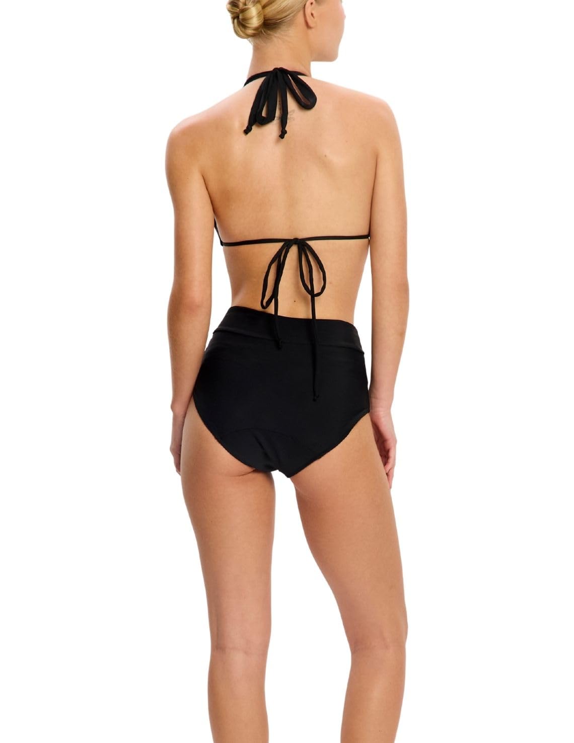 Modibodi Traje de baño Bikini de cintura alta reciclado Flujo ligero a medio - Ropa interior de protección menstrual para mujer - Medias de bikini - Bragas menstruales discretas negras