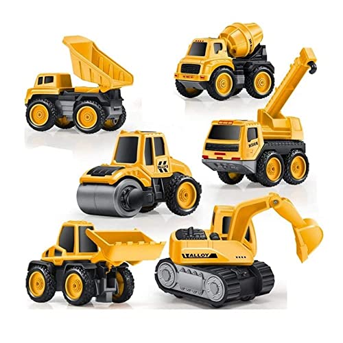 Image of 6 in 1 Bulldozer and Crain Excavator Trucks Convert Friction-Powered Unbreakable Pull-Along Back Construction Vehicle Trucks Toy Ideal for Playing Kid's and Children's