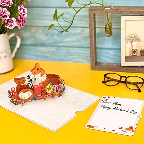 Pop Up Mothers Day Card By 22Craft - Funny Love Corgi Dog Mom Mothers Day Pop Up Card 6"X 8" - Happy Mother's Day Pop Up 3D Cute Love Greeting Cards For Mom, Wife, Grandma, Her, Daughter, Birthday #TOP4