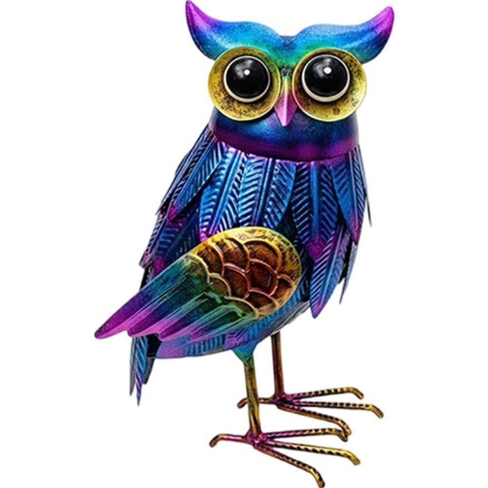 Sslvya Metal Owl Statue, Realistic Owl Sculptures Metal Yard Art Standing Bird for Home, Garden, Patio, Backyard, Porch Lawn Ornament Decoration