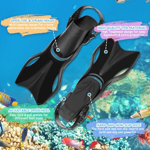 CTSAYTL Snorkeling Gear for Kids Ages 6-14, Kids Mask Fins Snorkel Set with Panoramic View Anti Fog Mask, Dry Top Snorkel, Trek Fins and Travel Bag, Dry Top Snorkel Set for Youth Boys Girls Junior - Thumbnail 5