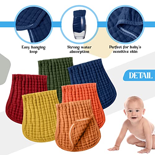 Image of Frienda 6 Pack Muslin Burp Cloths Baby 20x9'', Retro Colors