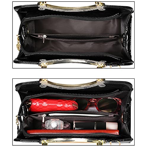 Image of TIBES Shiny Patent Leather Women Purses Satchel Handbags Ladies Fashion Top Handle Handbags Crossbody Shoulder Bags