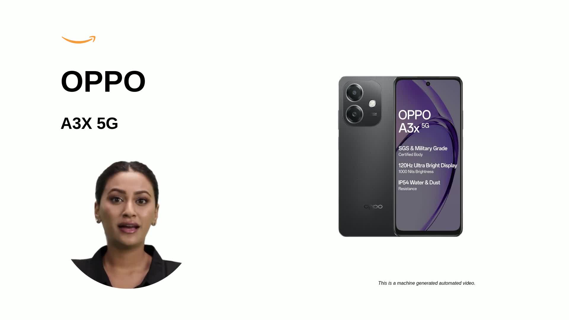 OPPO A3X 5G (Sparkle Black, 4GB RAM, 128GB Storage) Without