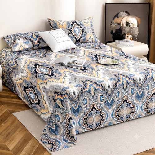 Image of IVAZA 240 TC Soft Ezyption Cotton Floral Print King Size Bedsheet - with 2 Pillow Covers, Hypoallergenic, Brethable, (Size- 90 x 90 Inch) Jet Black