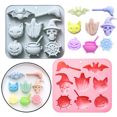 Niesel Moldes de Halloween – Molde para pasteles caseros | 2 piezas fácil de desmoldear para panaderos aficionados pasteleros jabones creativos decoración de pasteles boda