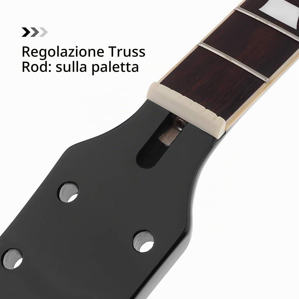Alnicov Manico per chitarra per Gibson LP, pezzo di ricambio, 22 tasti Black Gloss 1