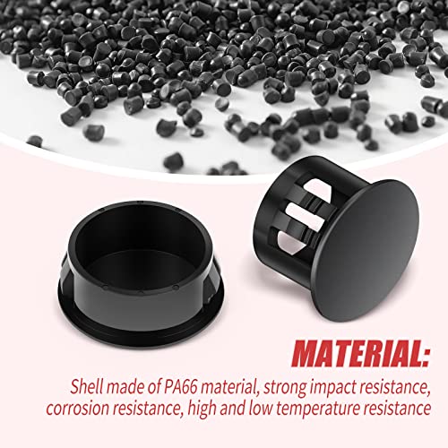 Image of 100PCS 3 /8 inch Black Plastic Plugs Hole, Round PA66 Plug Furniture Hole Decorative Cover