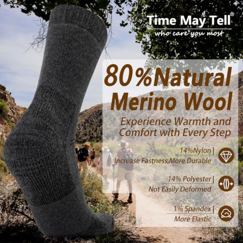Image of Time May Tell Merino Wool Hiking Boot Socks for Men & Women Cushioned Warm