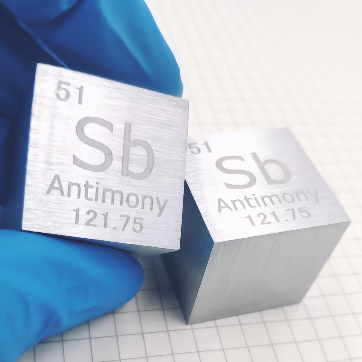 Antimony (Sb) Density Cube, Laboratory-Grade Accurate Over 99.9% High-Purity, Used for Laboratory Experiment Materials, Personal Hobbies and Collections(Size:1",Color:Matte)
