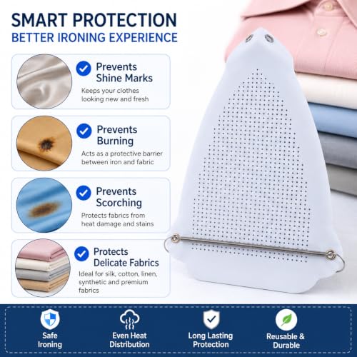 Image of ZENITH Universal Fit Teflon Cover Protector for Household Irons | Steam & Dry Iron Cover, Non-Stick, Heat Resistant, Soleplate Cover