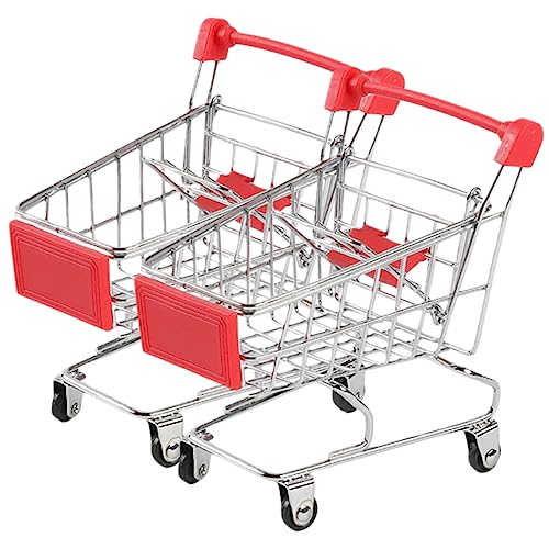 CIYODO 2 Mini Carritos De Compras para Carritos De Compras De Imitación Carritos De Supermercado En Miniatura Carritos De Supermercado De Hierro Carritos De Compras De Juguete para