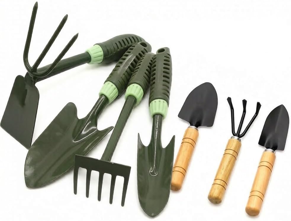 7 Pcs Heavy Duty Garden Tools Set Garden Tool Kit Gardening Tool Set Small Garden Shovel Yard Tools Small Vegetable Garden Tool Sets, Durable Gardening Tools