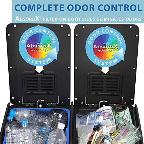 Itouchless Softstep 16 Gallon Kitchen Step Trash Can & Recycle Bin With Double Odor Filters And Removable Color-Coded Buckes, Stainless Steel, 2 X 8 Gallon (30L), Soft Close Lid And Airtight Seal #TOP2