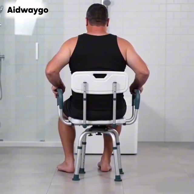 Swivel Shower Chair with Arms and Back, 350lbs Heavy Duty Shower Seat for Inside Shower Stall and Bathtub, Height Adjustable Safety Bath Seat for Elderly, Adults, Handicap and Disabled