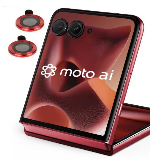 Image of Alloy Metal Circle Camera Lens Protector For Motorola Moto Edge 60 Ultra 5G Tempered Glass Scratch-Resistant Ultra-Thin Tempered Glass with Aluminum Edging - [2Pack, Red]