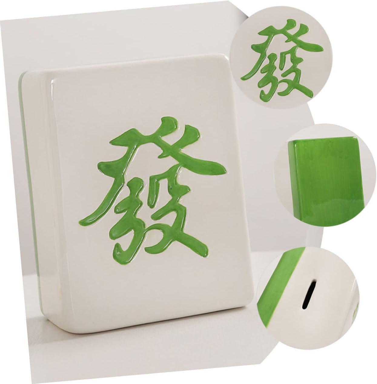SUPVOX Mahjong Design Piggy Bank for Boy Girl Adorable Coin Holder for Boys and Girls Creative Money Saving Container Decorative Table Ornament Green