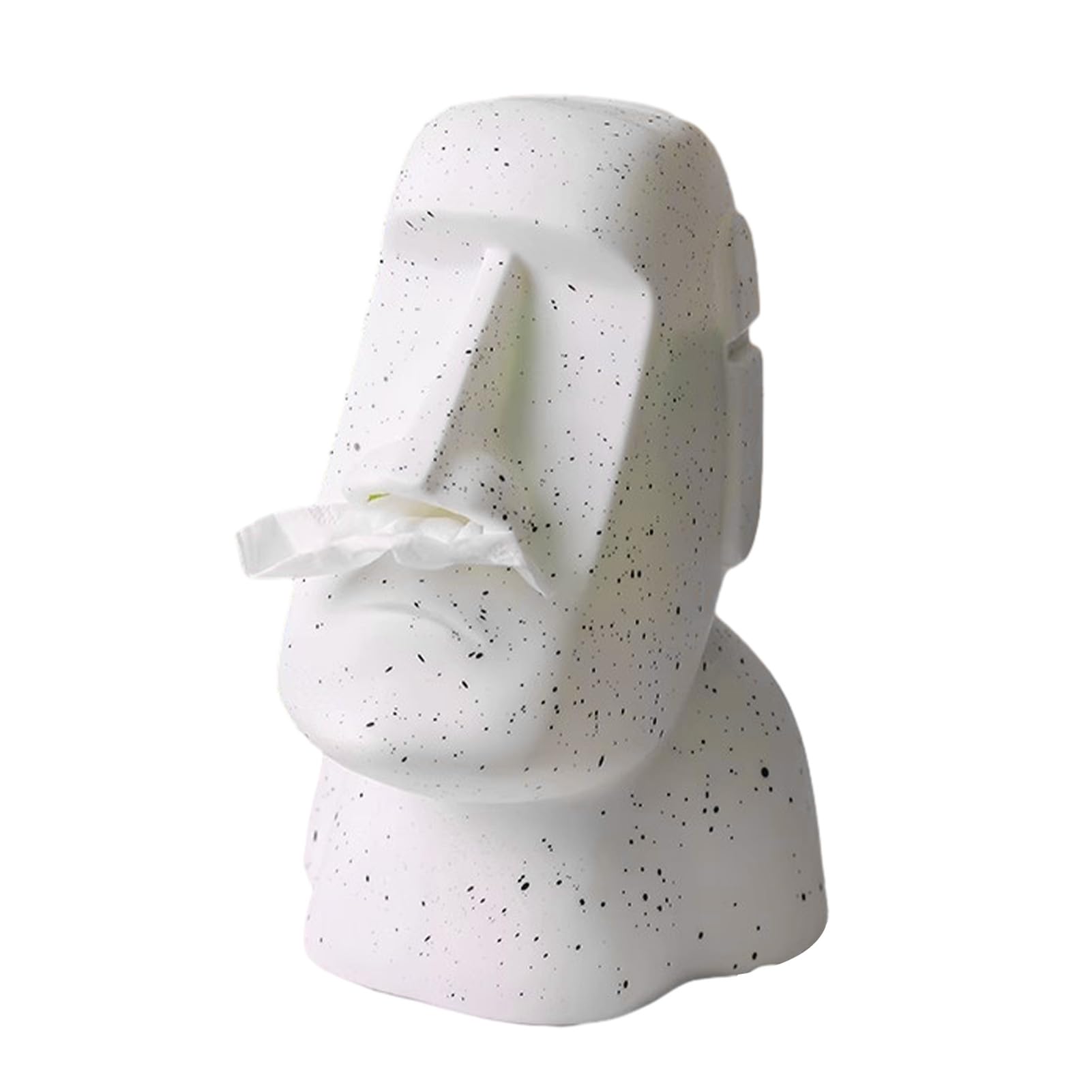 Glifora Moai Statue Tissue Holder - Easter Island Statue Tissue Box Cover, 3-in-1 Eyeglass Holder and Headphone Stand, Decorative Tissue Box Holder for Living Room, Home Office