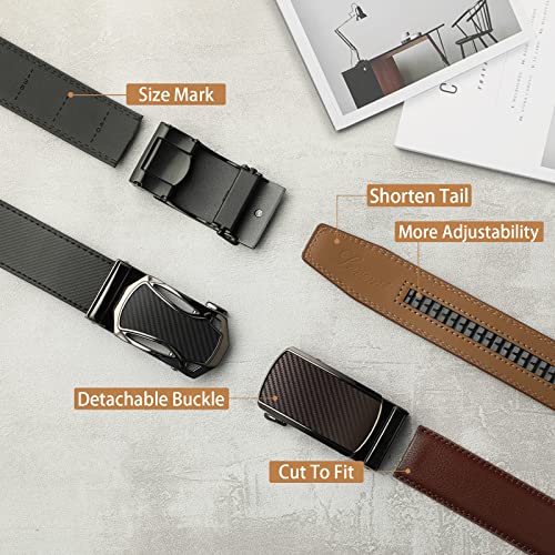Image of Lavemi Men's Real Leather Ratchet Dress Belt with Automatic Buckle,Elegant Gift Box