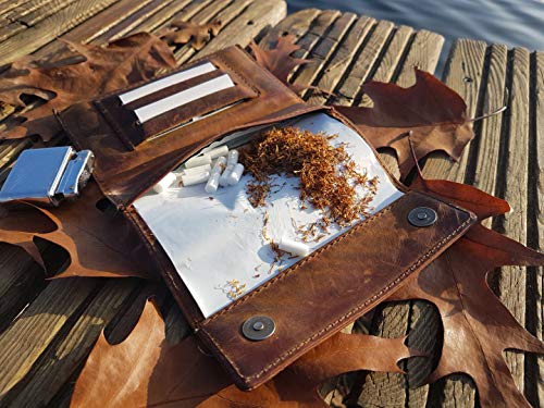 Bolsa giratoria de tabaco de piel con compartimento extra para filtros 4