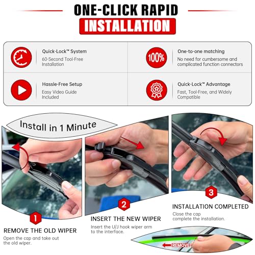Image of 3 Pack Windshield Wiper Blades Replacement for Nissan Xterra 2005-2014 2015 | Nissan Pathfinder 2005-2012,Original Factory Quality Front Rear Wipers Blade Set for My Car - 24 inch /18 inch /12 inch U /J Hook