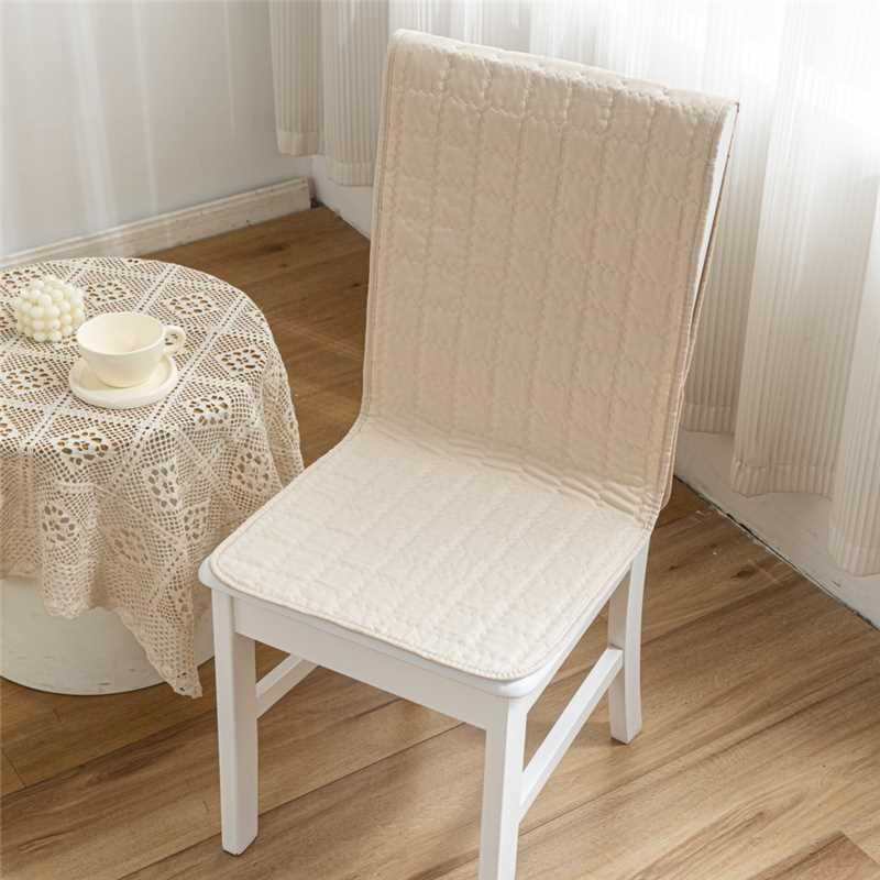 Image of HOMETHREADS Non-Slip Chair Cover-Universal Fit for Kitchen & Dining Chairs-Cushioned Comfort - Stylish Machine Washable Seat Cover-140x40cm (Cream, Pack of 8)