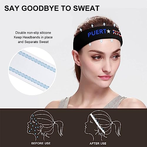 Cbbyy Puerto Rico Flag Sports Headbands For Women Adjustable Sweat Bands Moisture Wicking Men For Sports Headband - Workout Sports Outdoor Activities #TOP4