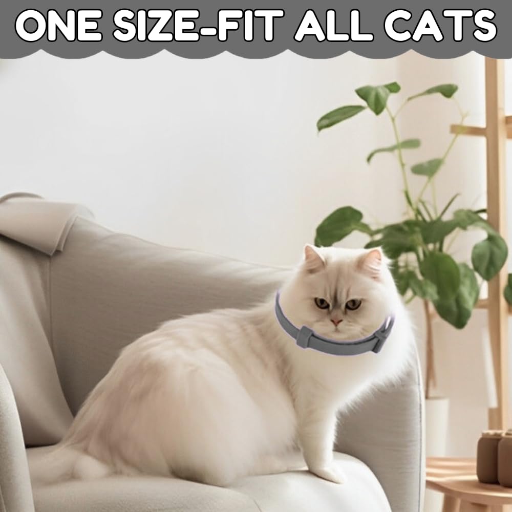 Calming Collar for Cats Pheromone 120 Day Anxiety Relief 4 Pack Adjustable Waterproof Breakaway Safety Buckle Helps Stop Spraying Scratching Meowing for Travel & Vet Visits (Grey) - image 6