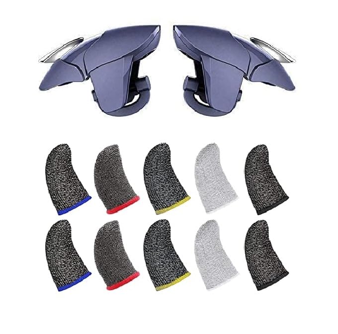 TYROCX Blue Shark Gaming Trigger with Five Pair Mobile Gaming Sleeves for Mobile Gaming
