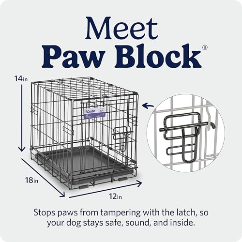Image of MidWest Homes for Pets 18-Inch iCrate for Tiny Breeds, Up to 10 lbs, Single Door Folding Dog Crate with Divider Panel, Leak-Proof Tray & Secure Latch, Portable, Durable & Easy to Assemble