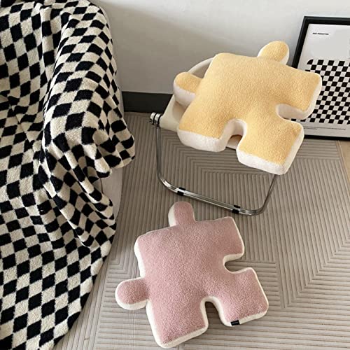 Kuuleyn Puzzle-Kissen, Weiches Kissen, 1 PC-Plüsch-Wurfkissen, Ultraweiches Kissen, Puzzle, Speziell Geformt Für Schlafsofa, Fenster, Heimdekoration(Gelb)