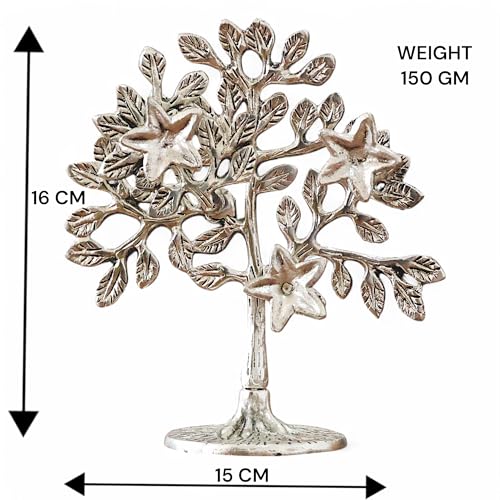 Image of Metal Kalpavriksha Tree Showpiece Trees of Life - Home Decor - Gift for Good Luck Vastu and Fengshui - Best in Living Room Table Decoration with Antique Polish Silver
