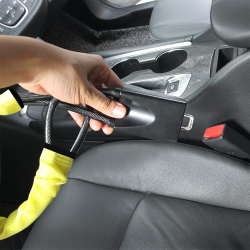 KAIRAY 2 Pack Car Steering Wheel Lock, Anti-Theft Device, Seat Belt Lock, Max 17 Inch Length, Small and Light-Weight, Multi-Functional, SUV, Fit Most Vehicle, Golf Cart Security, Black