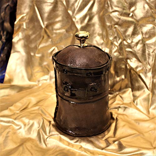 Steampunk-Inspired Leather-Look Ceramic Canister with Wrought Iron Accents for Unique Home Decor - Image 3