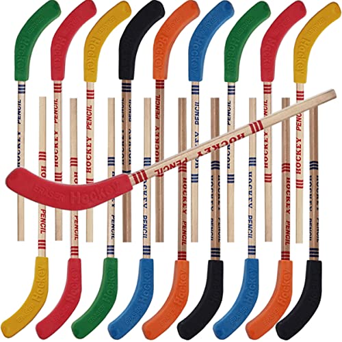 TIHOOD 18PCS Hockey Pencils and Erasers - Bulk 9 Inch Hockey Stick Sports Theme Party Supplies Fun Cool Pencils for Hockey Fans Students Stocking Stuffers and Goodie Bag Birthday Party Favors