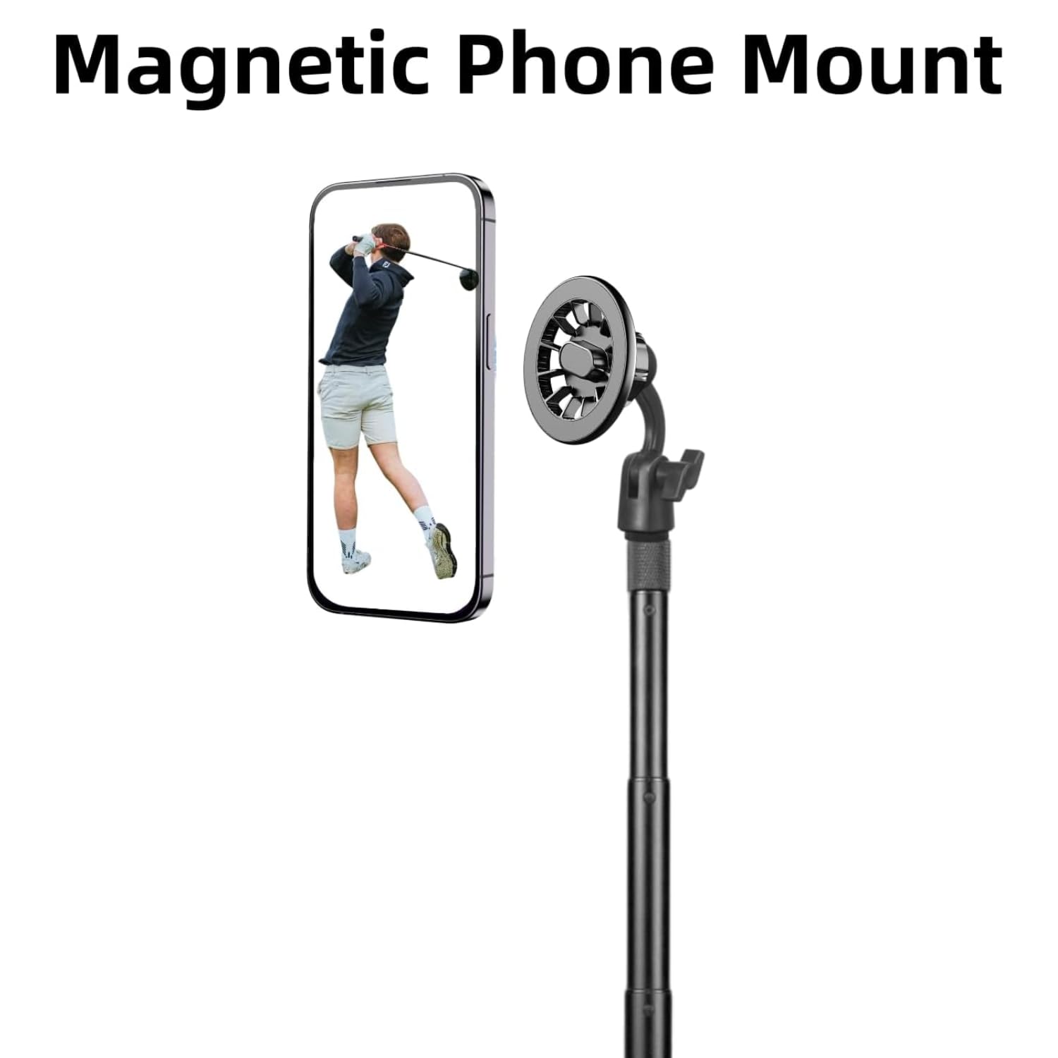 Palo de selfie monopié de golf con estaca de estaca de tierra, soporte para analizador de swing de palo de golf para selfie de golf, soporte magnético para teléfono de golf para grabar swing de golf