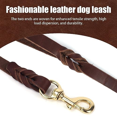 Hundeleine Leder, 1,2m - 2,6m Fettlederleine Hunde, 1,2/1,8 cm Breit, Lederleine Hund Führleine mit robustem Verschluss für große, mittelgroße und kleine Hunde
