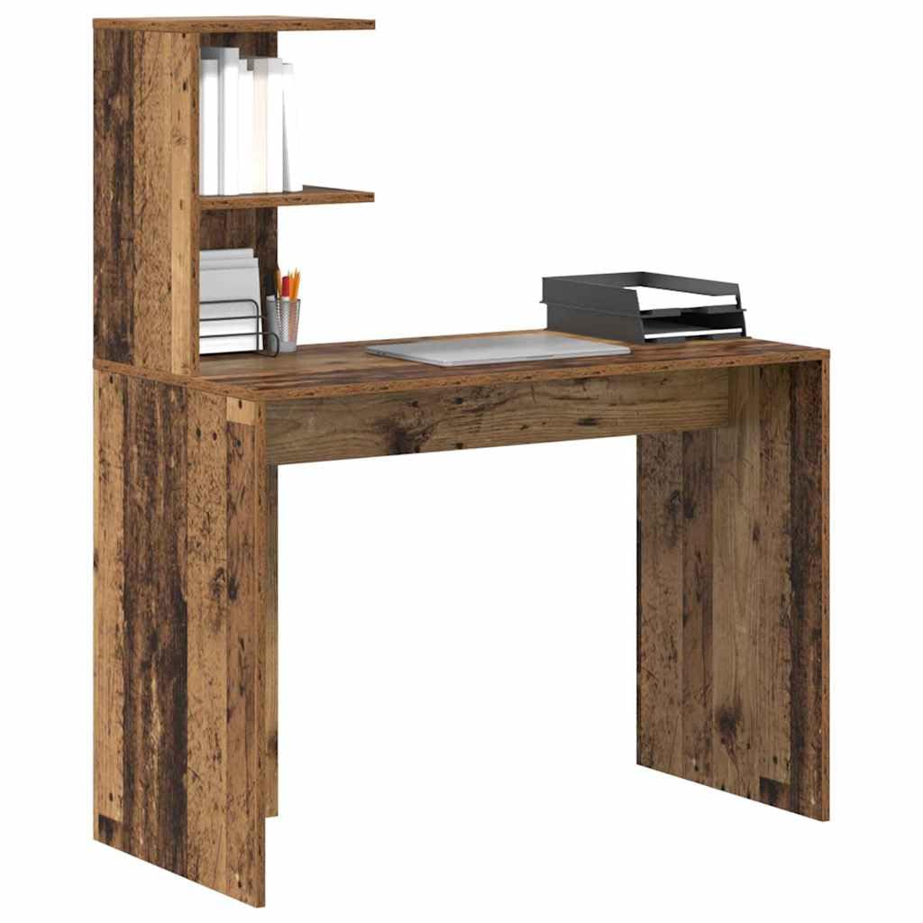 Generisch Schreibtisch mit Regal Altholz 102 x 50 x 124 cm Holzwerkstoff,Möbel,Büromöbel,Schreibtische-869360
