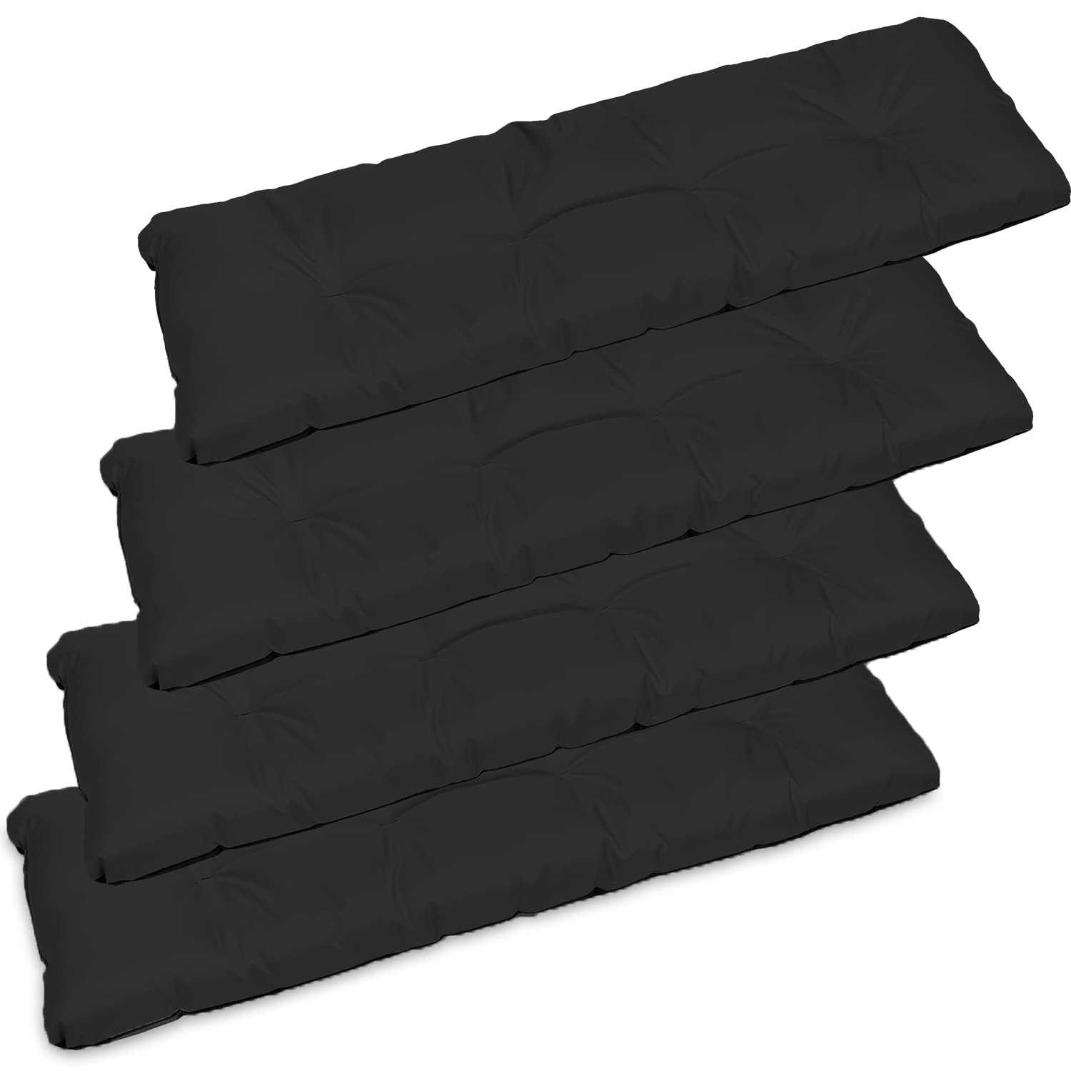 SuperKissen24. Lot de 4 Coussin Dossier pour Banc de Jardin Canapé - 120x38 cm - Intérieur/Extérieur – imperméable - Noir