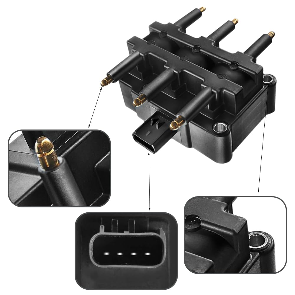 Riloer Paquete de bobinas de encendido, bobina de encendido de 4 pines compatible con Chrysler Town and Country V6 3.3L 2000-2010, 56032520AB