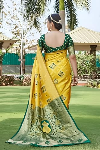 Image of Yashika Women's Banarasi Kanjivaram Silk Woven Saree | Animal Printed Patola Silk Saree for Women