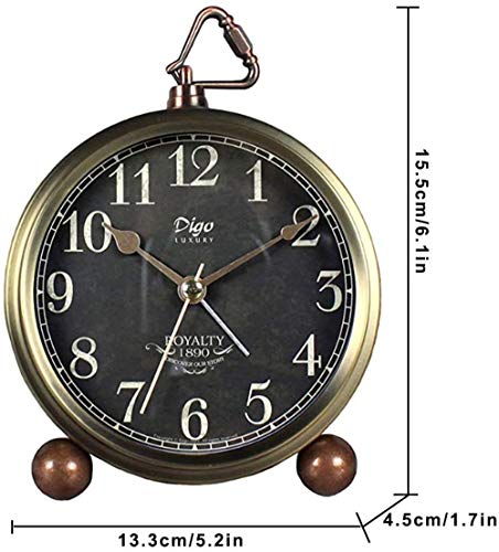 Cookadvan Vintage Metal Alarm Clock, 5.2 Inches Classic Retro Style Decor Kids Desk Alarm Clock With Hd Glass Lenses, Non Ticking Battery Operated, For Bedroom And Home Decoration (Arabic) #TOP4