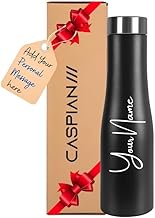 Caspian Aqua Customised Stainless Steel Water Bottle 1L, K Black with Logo Print - Personalised Water Bottle with Your Name Print for Kids Boys Girls School Office Gym- Perfect for Corporate Gifting