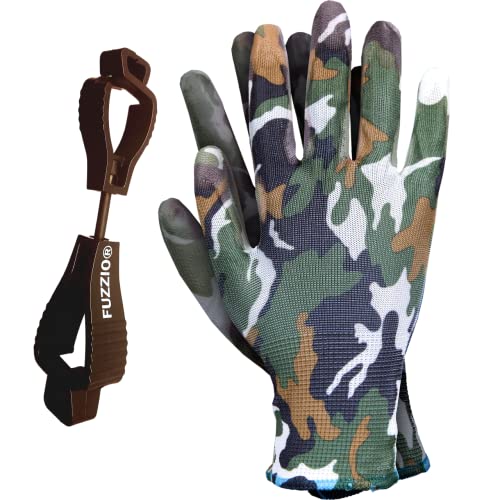 FUZZIO 24 works Ogrifox PU Camouflage Work Gloves Glove Clip L-9, multicoloured