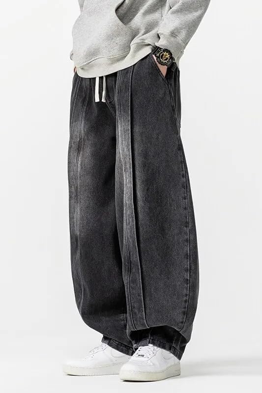 Spring Vintage Harem Pants Men Hip Hop Denim Pants Mens Solid Color Straight Wide Leg Pants Jeans Trousers3