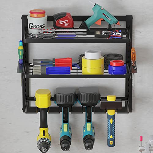 Kacodio Detachable Power Tool Organizer, Wall Mount Garage Tool Organizers And Storage 3 Layers Heavy Duty Metal Drill Tool Holder, Utility Storage Rack For Cordless Drill Charging Station Screwdriver #TOP3
